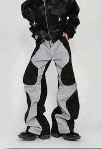 Patchwork Leather Baggy Trousers — dettaglio