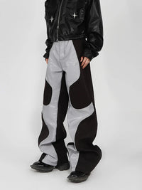 Patchwork Leather Baggy Trousers — vista frontale