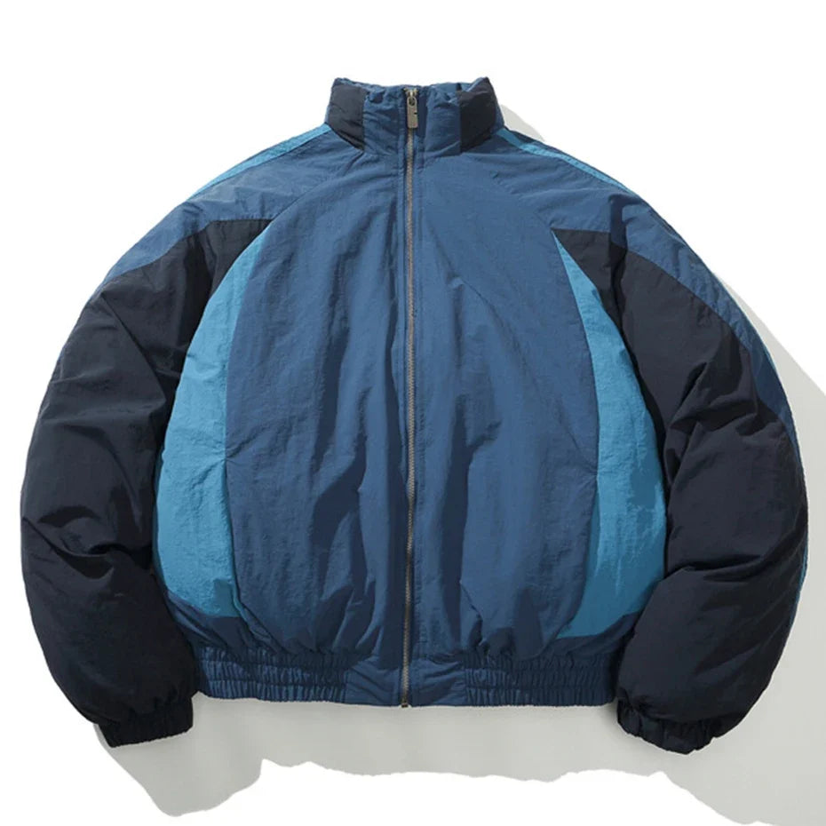 Patchwork Puffer Jacket Coat — vista frontale