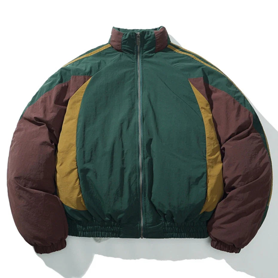 Patchwork Puffer Jacket Coat — vista posteriore