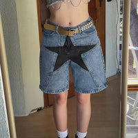 Patchwork Star Denim Shorts Jorts — vista posteriore