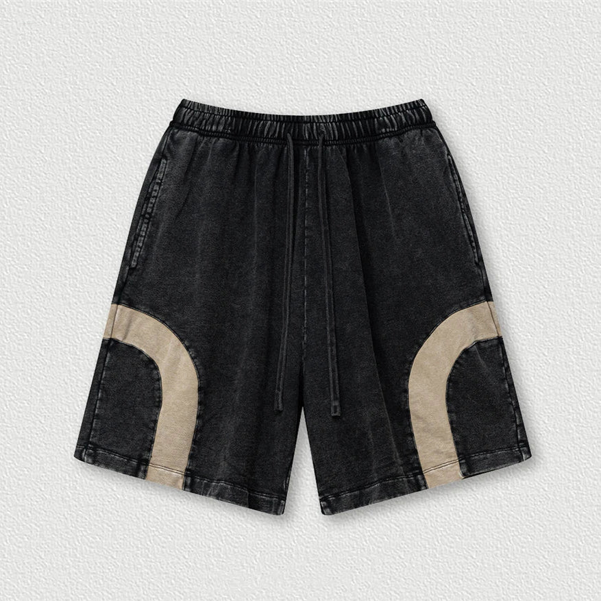 Patchwork Washed Cotton Shorts — vista frontale