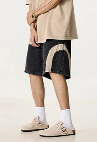 Patchwork Washed Cotton Shorts — vista laterale