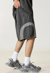 Patchwork Washed Cotton Shorts — vista frontale