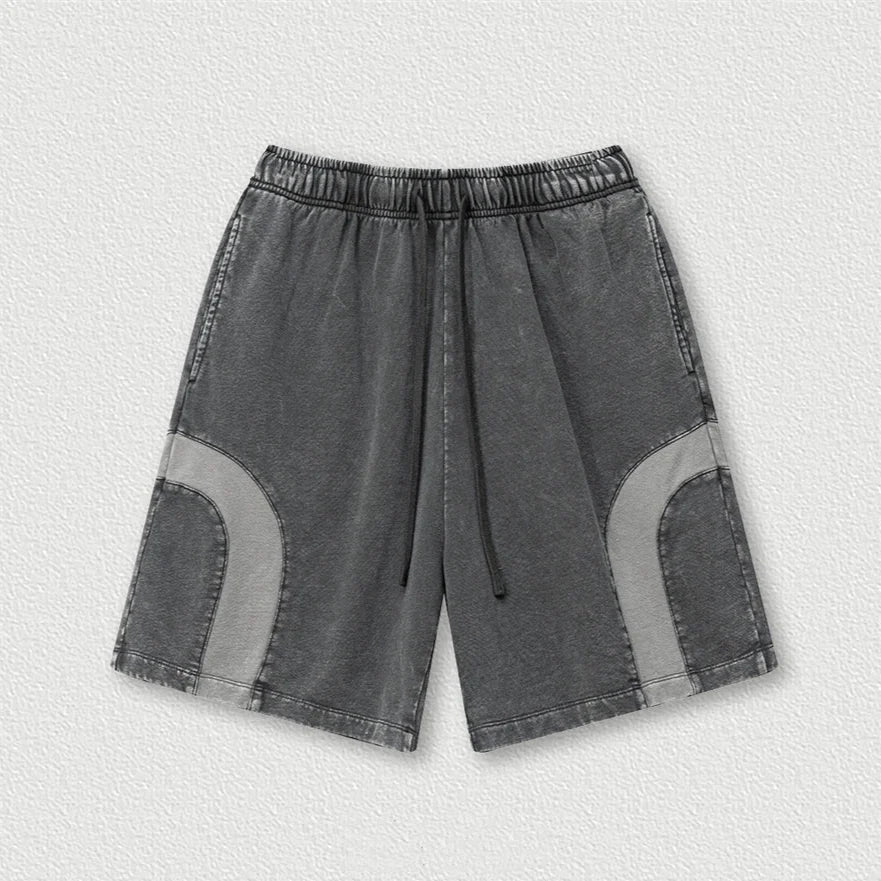 Patchwork Washed Cotton Shorts — dettaglio