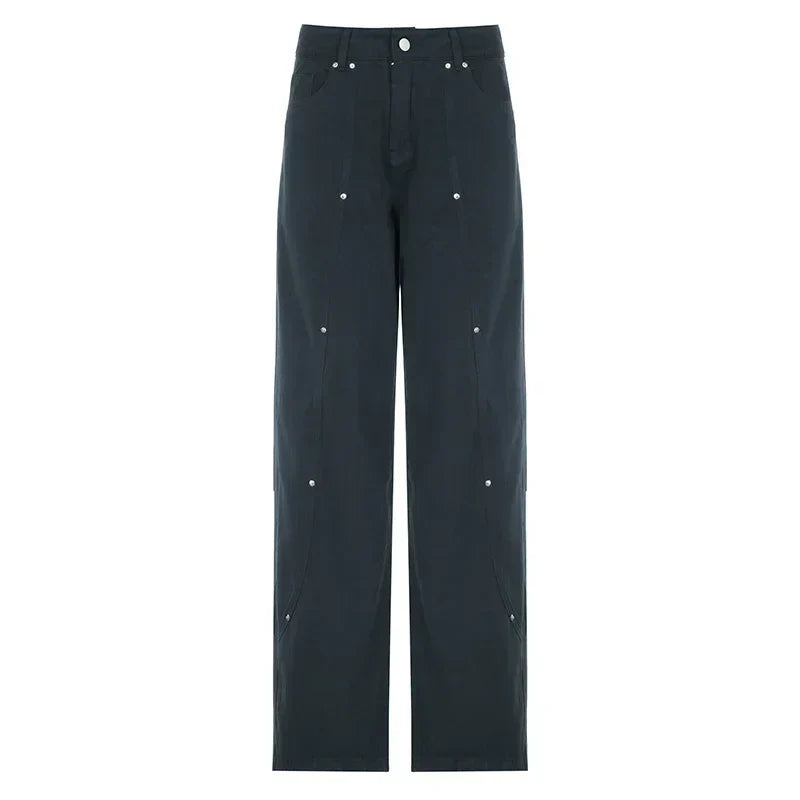 Patchwork Workwear Baggy Jeans — vista frontale