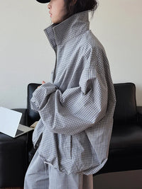 Plaid Baggy Casual Jacket Coat — vista laterale