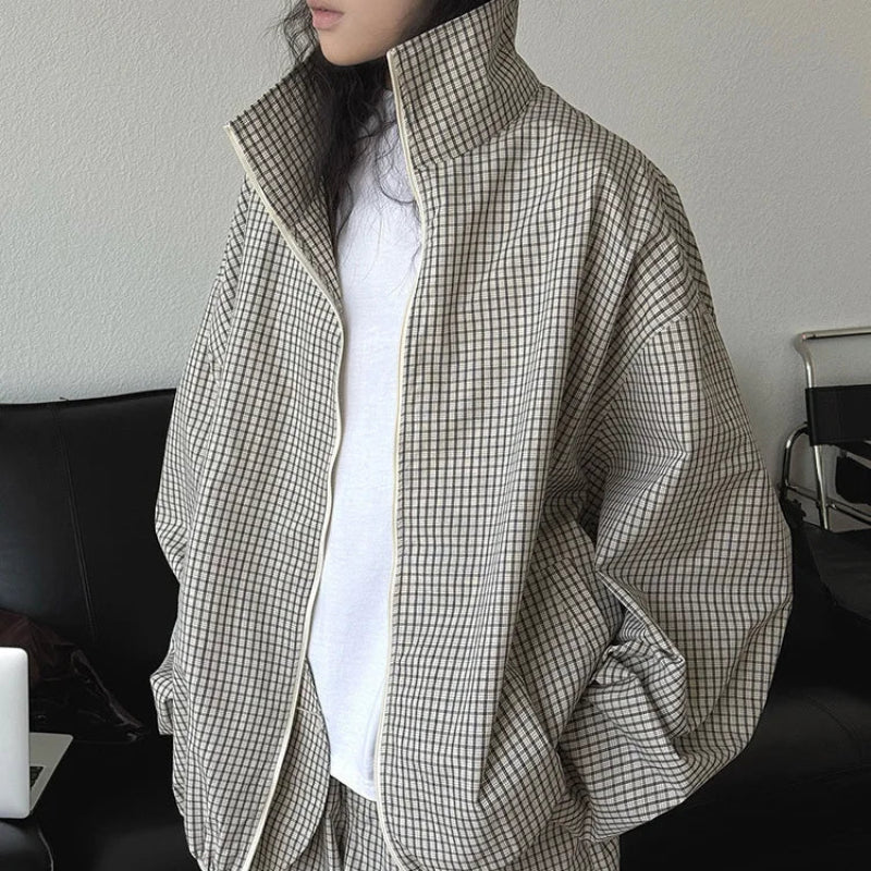 Plaid Baggy Casual Jacket Coat — dettaglio