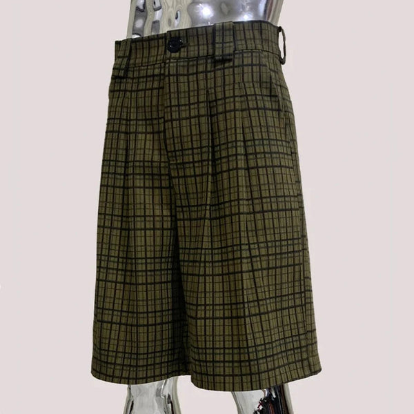 Plaid Gingham High Waist Jorts — vista frontale