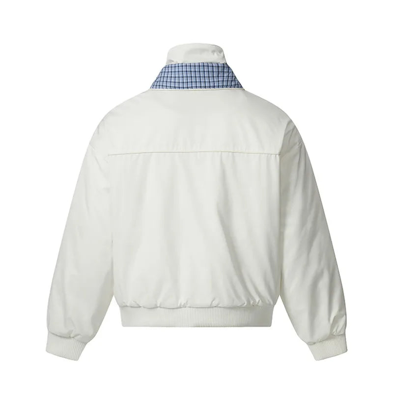 Plaid Inside Collar Mock Two Piece Jacket — dettaglio della stampa