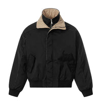 Plaid Inside Collar Mock Two Piece Jacket — vista frontale