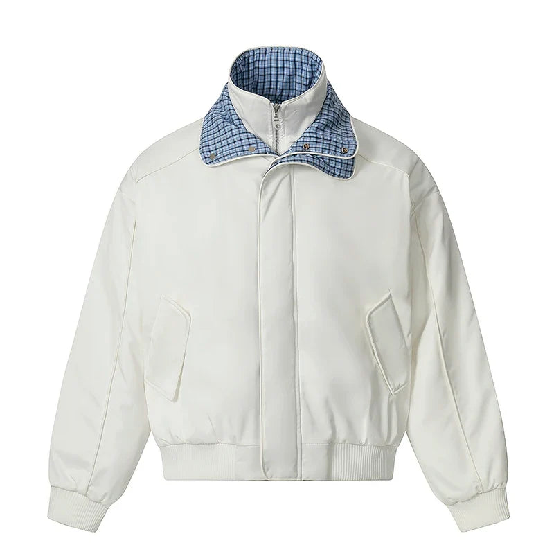 Plaid Inside Collar Mock Two Piece Jacket — vista posteriore