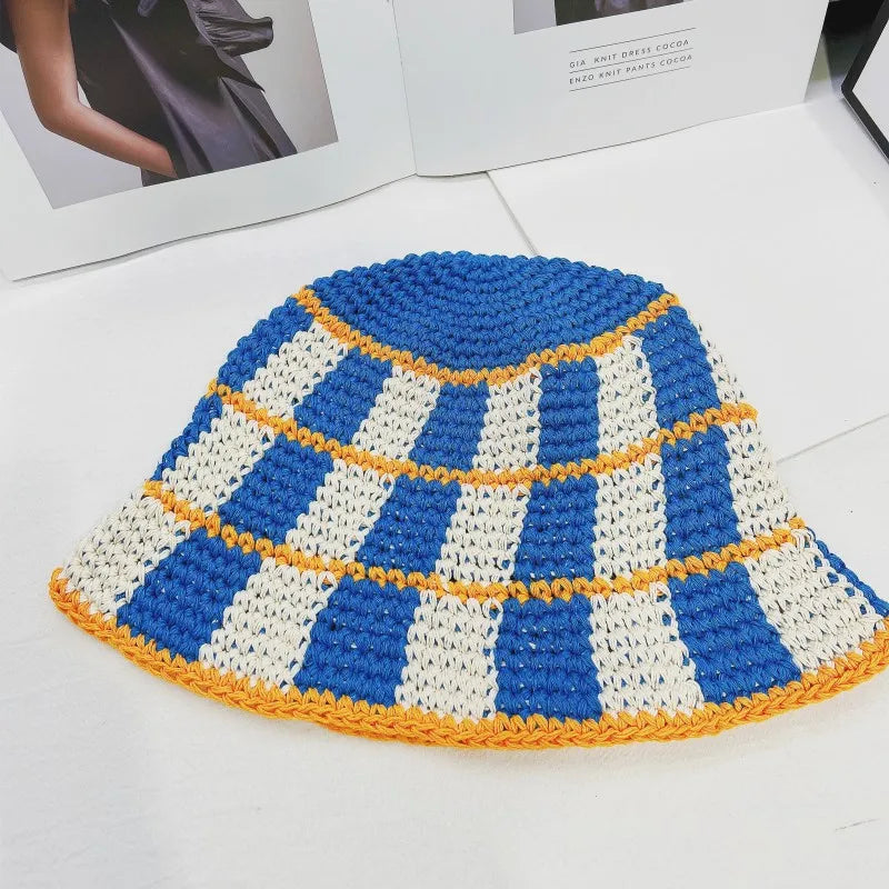 Plaid Knit Bucket Hat — vista posteriore