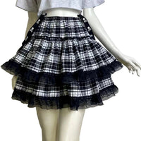 Plaid Layered Mini Skirt — vista laterale
