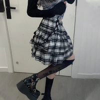 Plaid Layered Mini Skirt — dettaglio