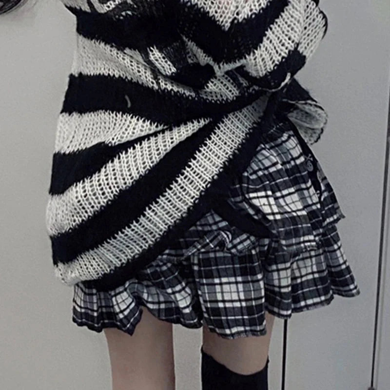 Plaid Layered Mini Skirt — dettaglio della stampa