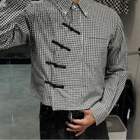 Plaid Long Sleeve Pankou Button Down Shirt — in alternativa