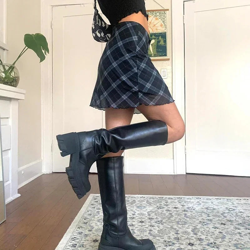 Plaid Mesh Double Layered Mini Skirt — dettaglio della stampa