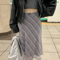 Plaid Mesh Layered Flowy Midi Skirt — in alternativa