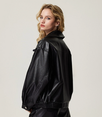 Plaid Patchwork Faux Leather Reversible Jacket — in alternativa