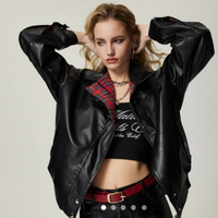Plaid Patchwork Faux Leather Reversible Jacket — dettaglio