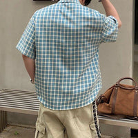 Plaid Short Sleeve Button Down Shirt — dettaglio della stampa