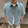 Y2K Plaid Short Sleeve Button Down Shirt