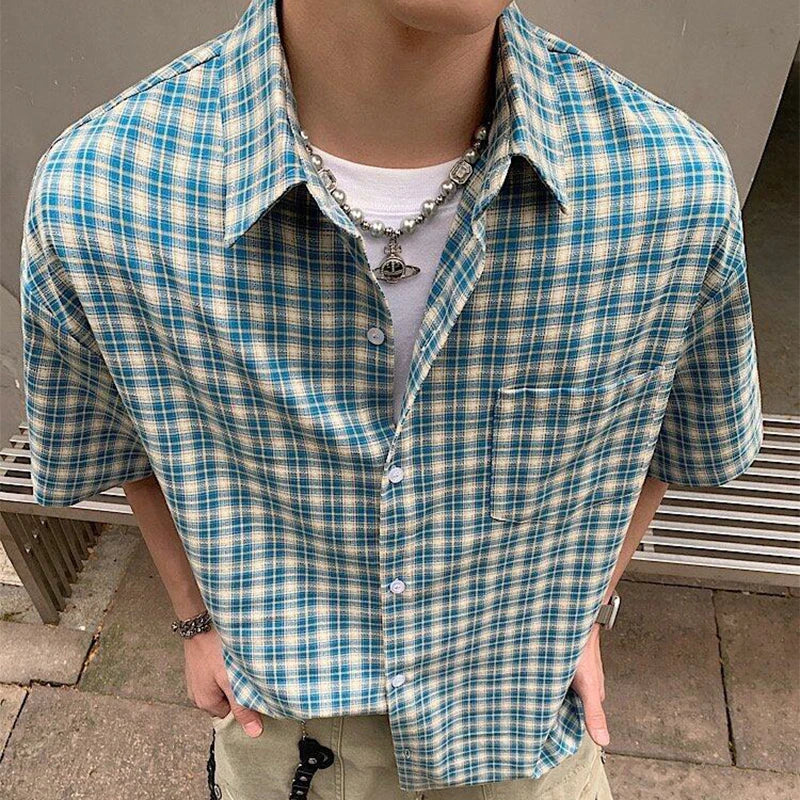 Plaid Short Sleeve Button Down Shirt — dettaglio