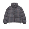 Y2K Plaid Stand Collar Padded Puffer Jacket Coat