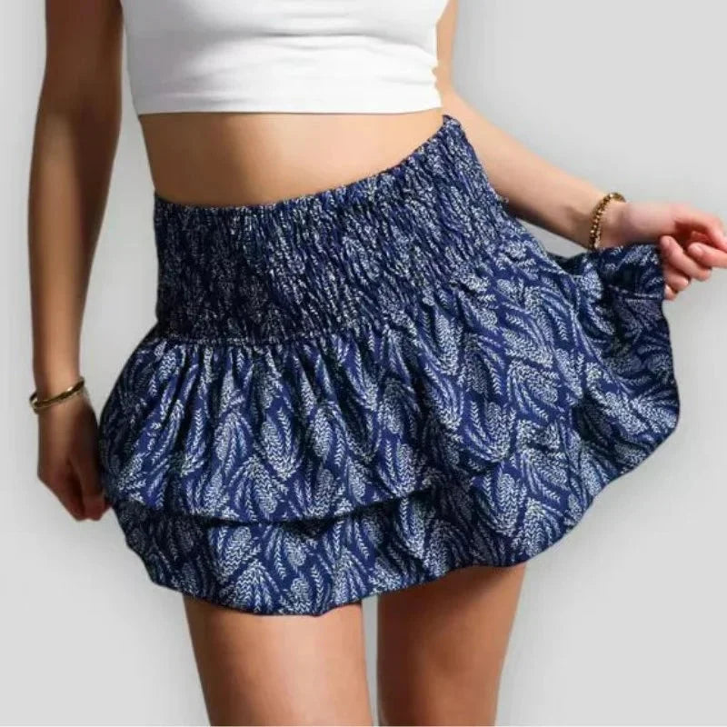 Pleated Beached Ruffle Mini Skirt — vista completa
