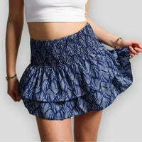 Pleated Beached Ruffle Mini Skirt — vista completa