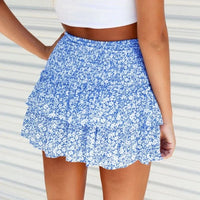 Pleated Beached Ruffle Mini Skirt — vista frontale