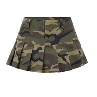 Pleated Camouflage Mini Skirt — vista frontale