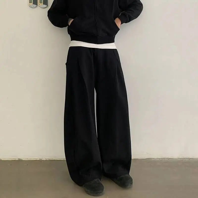 Pleated Design Wide Leg Sweatpants Joggers Trousers — in alternativa