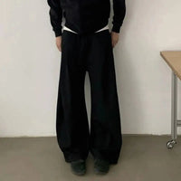 Pleated Design Wide Leg Sweatpants Joggers Trousers — vista frontale
