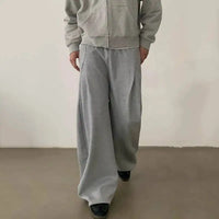 Pleated Design Wide Leg Sweatpants Joggers Trousers — vista posteriore