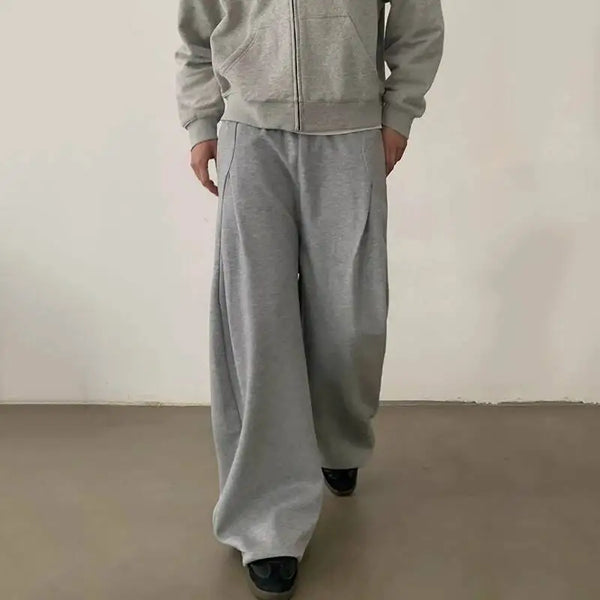 Y2K Pleated Design Wide Leg Sweatpants Joggers Trousers