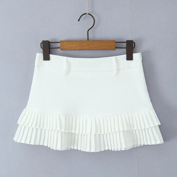 Pleated Micro Mini Skirt — vista frontale
