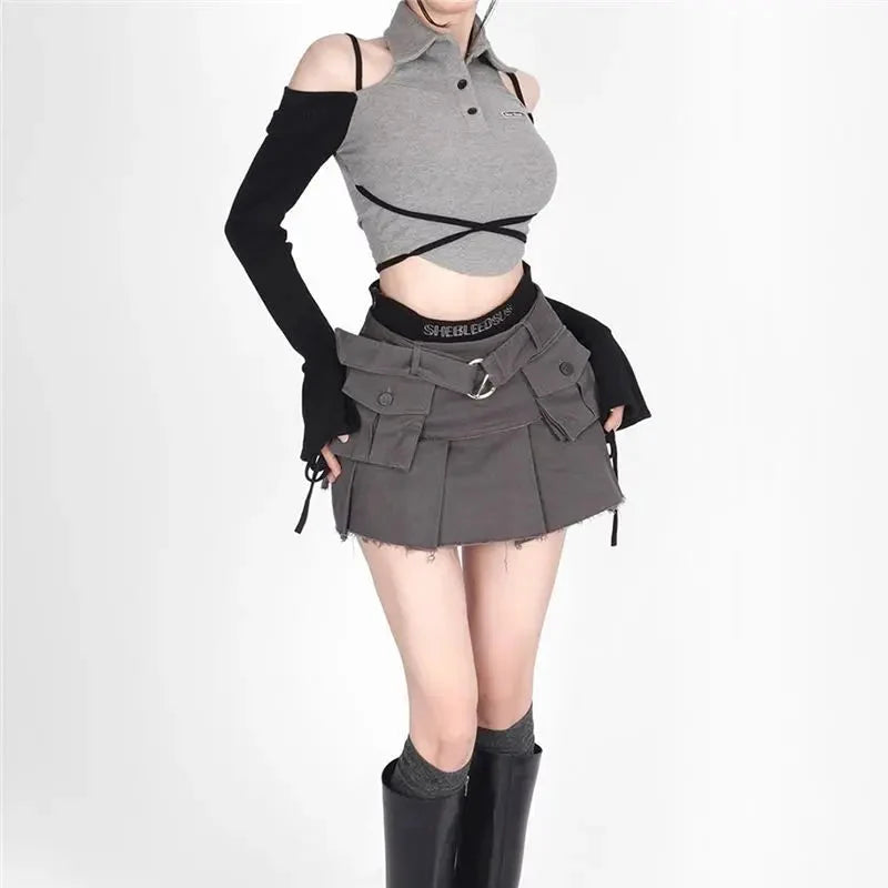 Pleated SBU Cargo Mini Skirt — vista posteriore