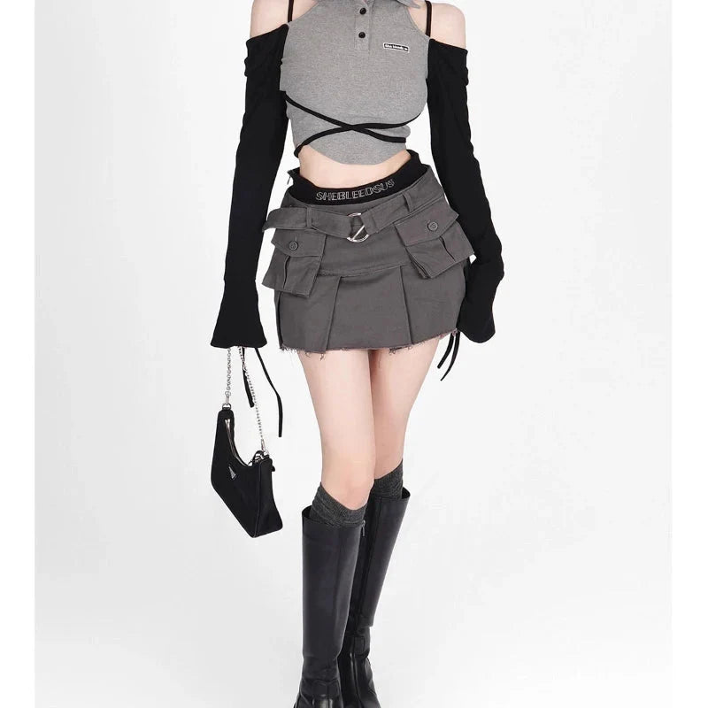 Pleated SBU Cargo Mini Skirt — dettaglio