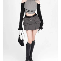 Pleated SBU Cargo Mini Skirt — dettaglio