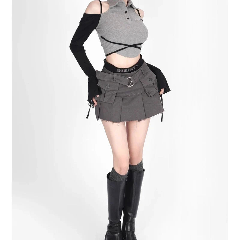 Pleated SBU Cargo Mini Skirt — dettaglio della stampa