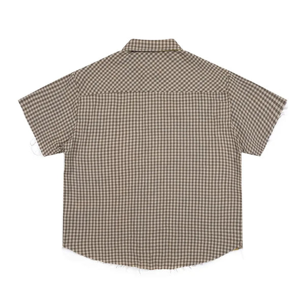 Y2K Pocket Plaid Reversible Short Sleeve Shirt