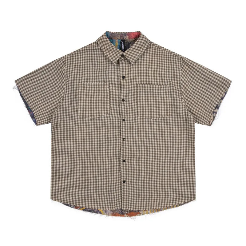 Pocket Plaid Reversible Short Sleeve Shirt — vista frontale