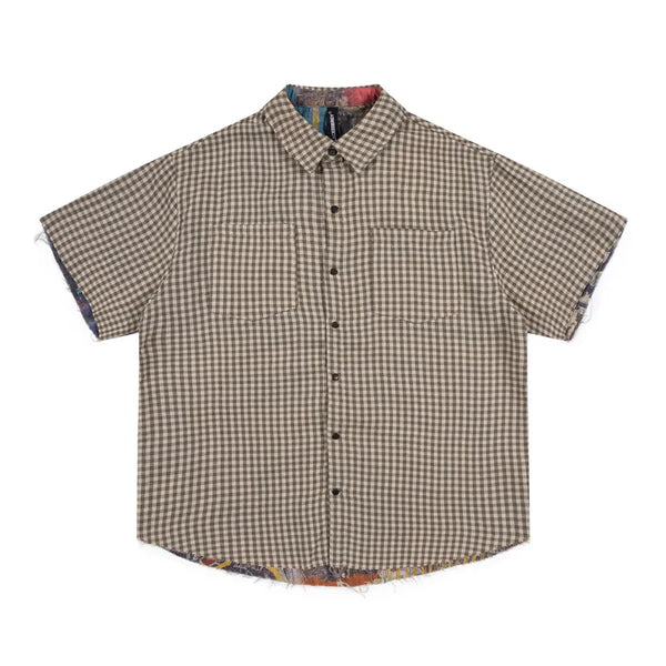 Pocket Plaid Reversible Short Sleeve Shirt — vista frontale
