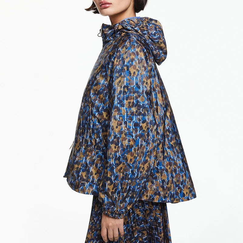 Pond Flower Design Thin Light Windbreaker Jacket — dettaglio