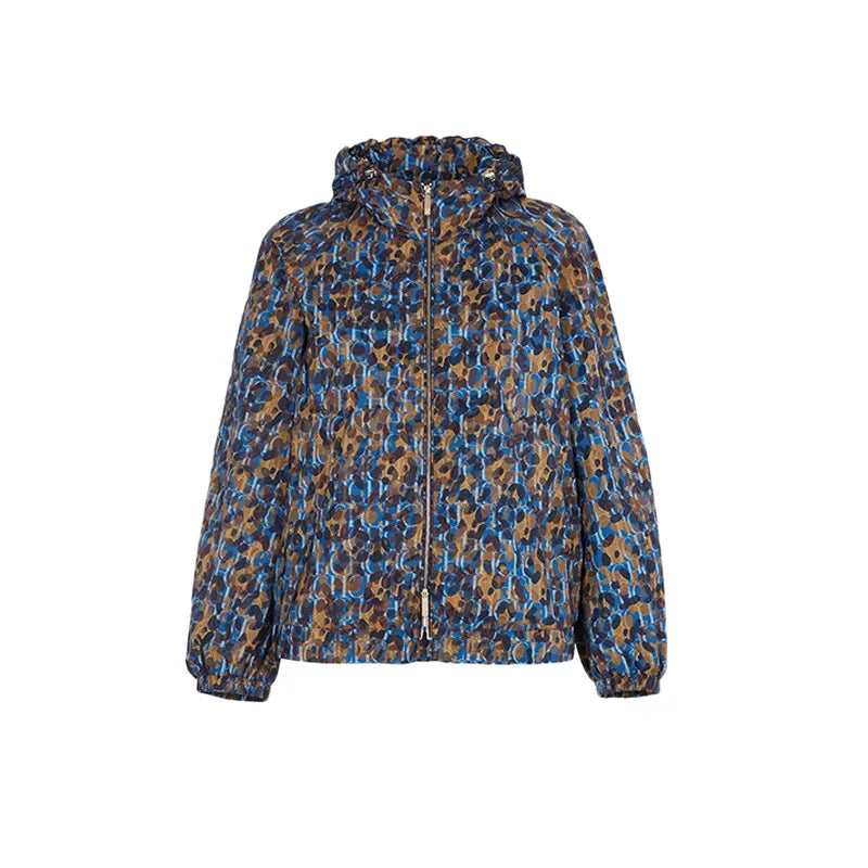 Pond Flower Design Thin Light Windbreaker Jacket — vista laterale