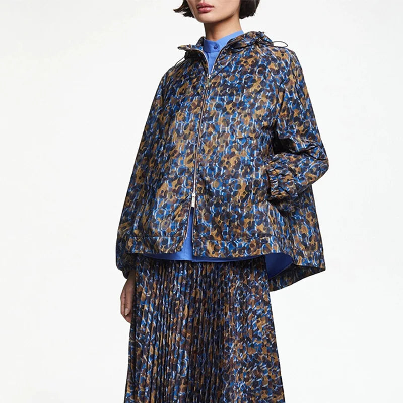 Pond Flower Design Thin Light Windbreaker Jacket — vista posteriore