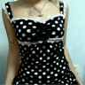 Y2K Preppy Ruffled Polka Dot Lace Trim Tank Top