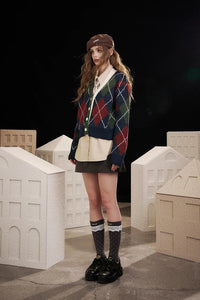 Preppy V Neck Cardigan Sweater — vista laterale